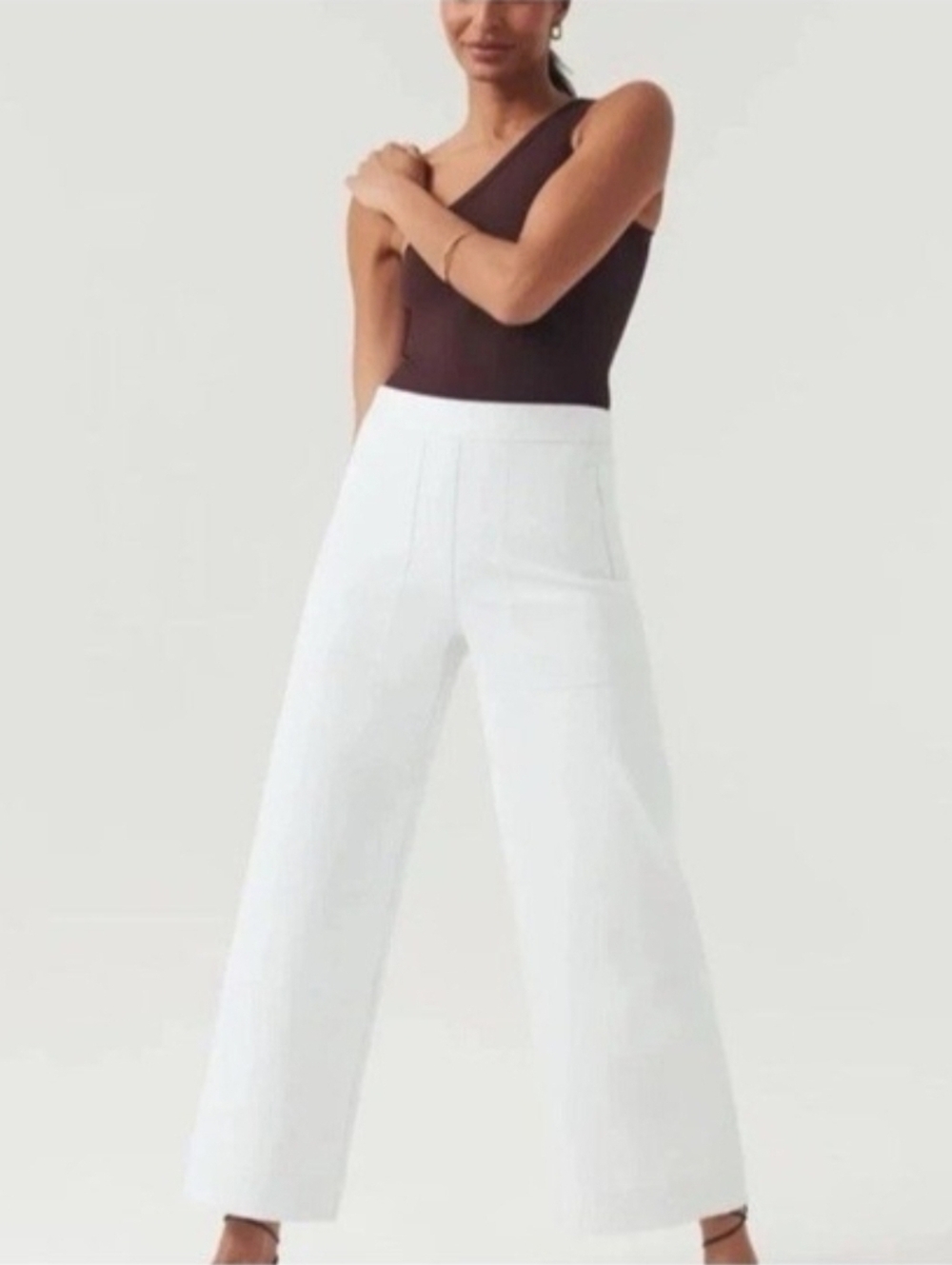 Spanx 2x High-Waist Wide-Leg Cropped Capri White Pants - Picture 2 of 9